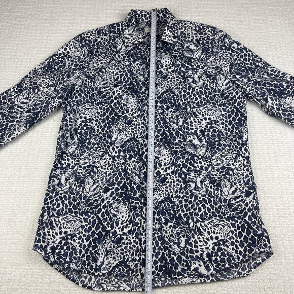 Etro Shirt Mens Blue Psychedelic Jaguar AOP button up Italy Made (Read) - Picture 11 of 16